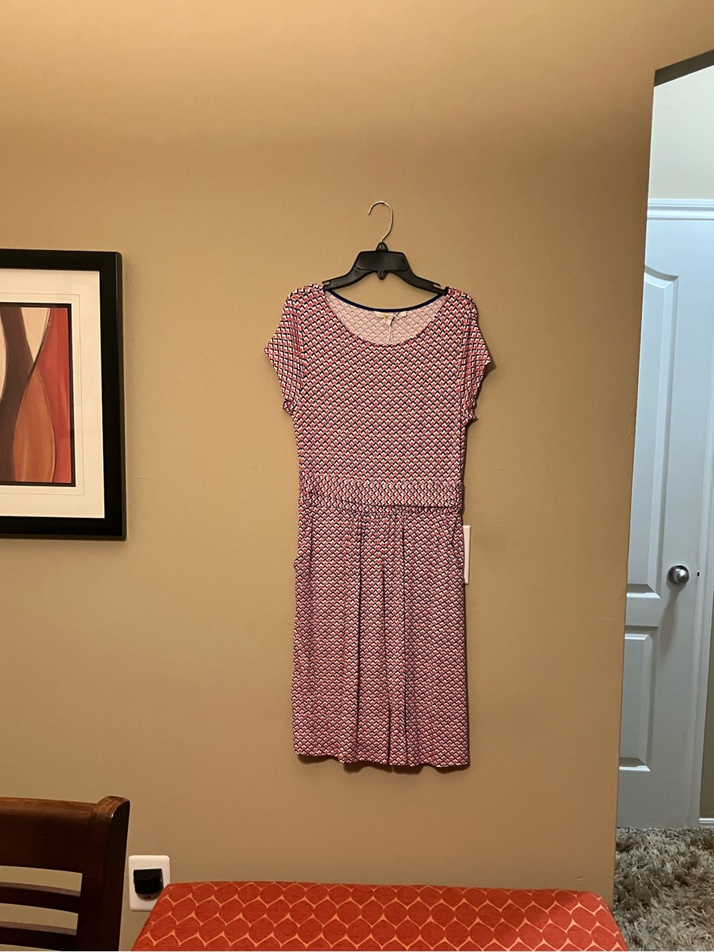 Boden Pink Patterned Cap Sleeve Dress